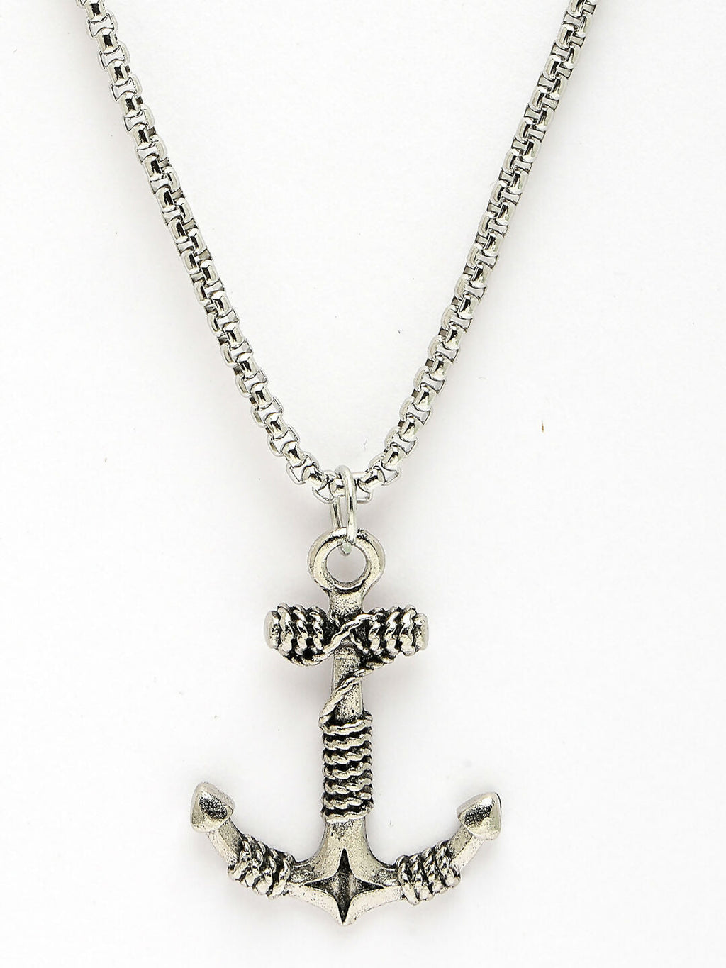 NVR Men's Silver-Plated Stainless Steel Pendant with Chain | Grocsy