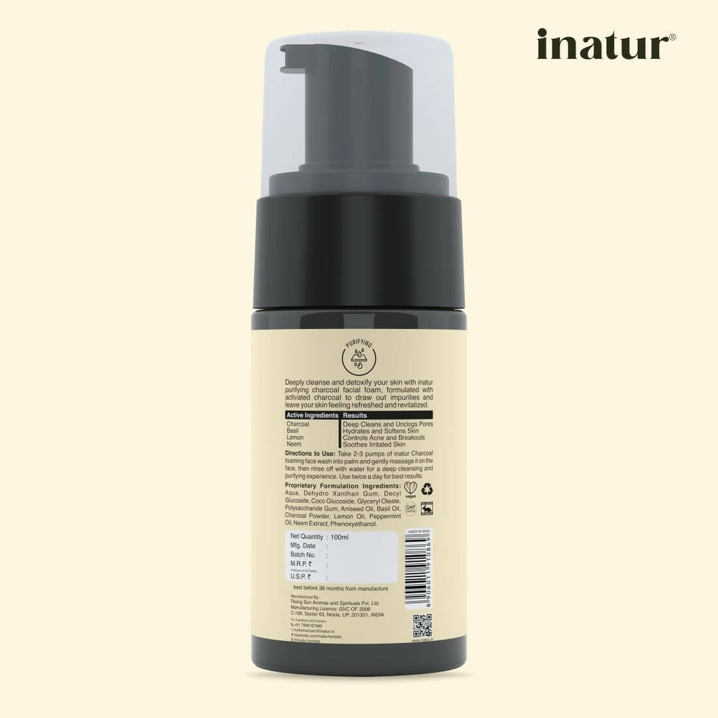 Inatur Charcoal Foaming Face Wash | Grocsy