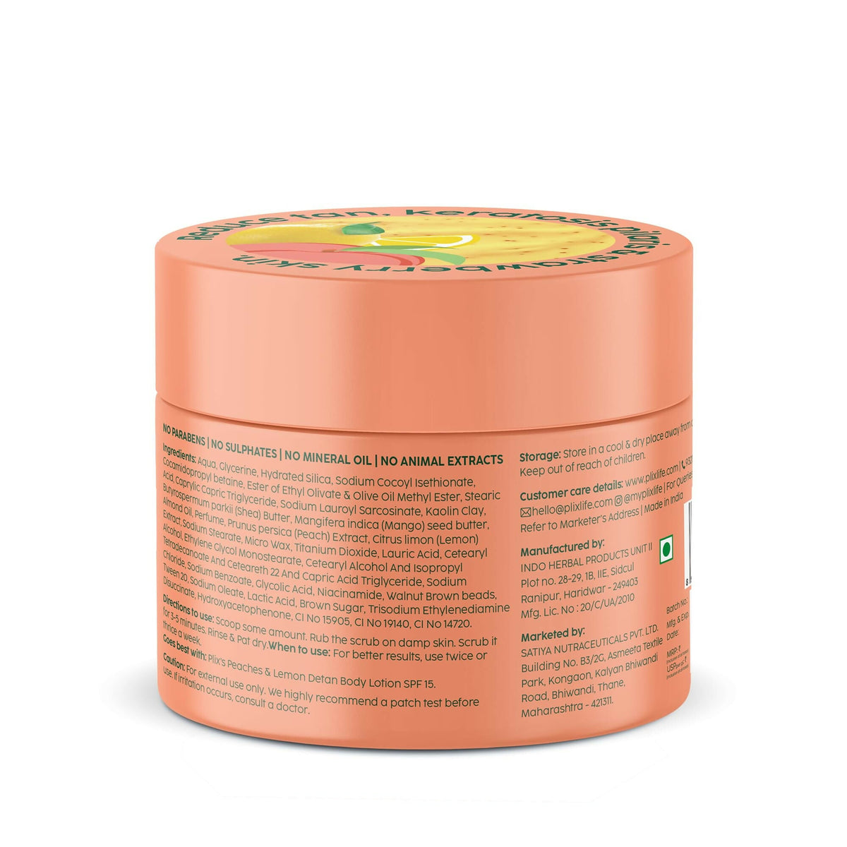 PLIX The Plant Fix Peaches & Lemon Detan Bump Eraser Scrub - Removes Tan & Restores Skin’s Moisture, Reduces Dark Spots | Grocsy