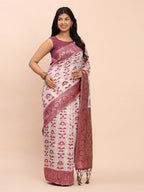 Shree Shyam Fashion Linen Cotton Purple Saree | Grocsy