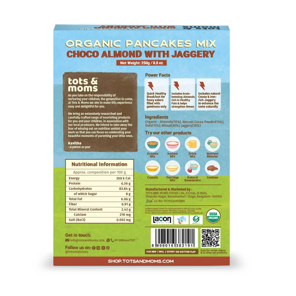Tots and Moms Organic Choco Almond with Jaggery Pancake Mix | Grocsy