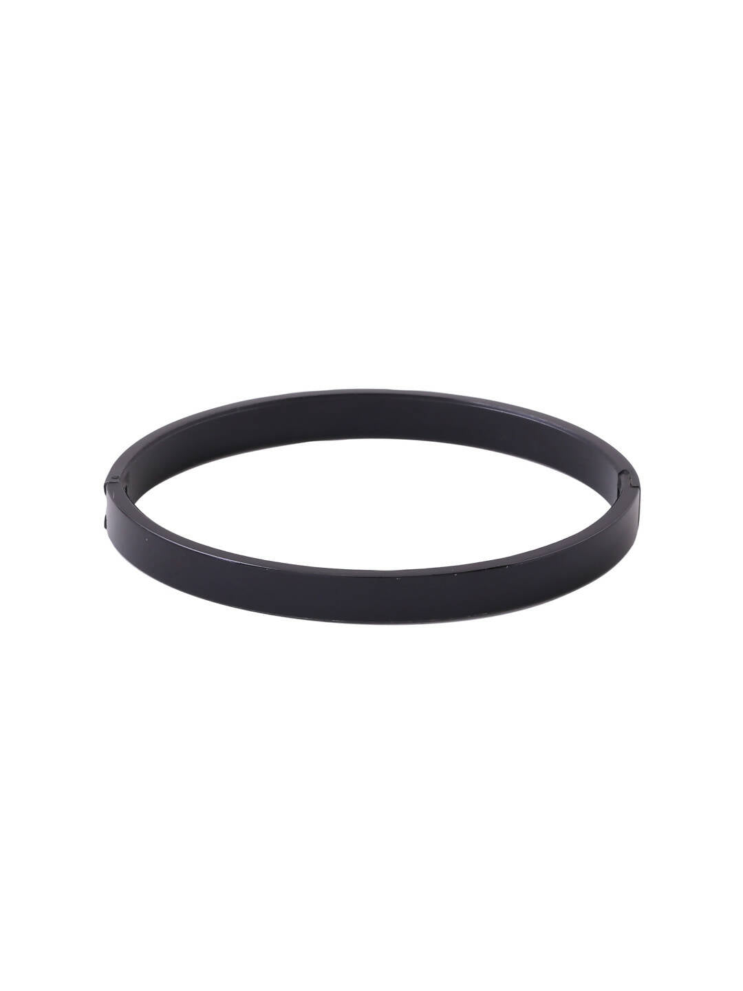 NVR Men's Black Metal Interlock Kada Bracelet | Grocsy