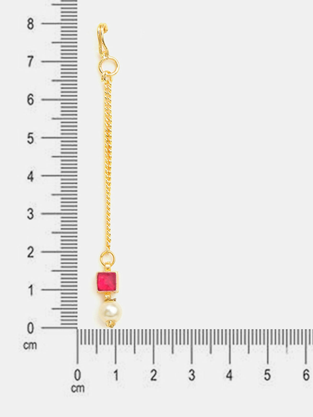 Ruby Raang Crimson Drop Pearl Maang Tikka | Grocsy