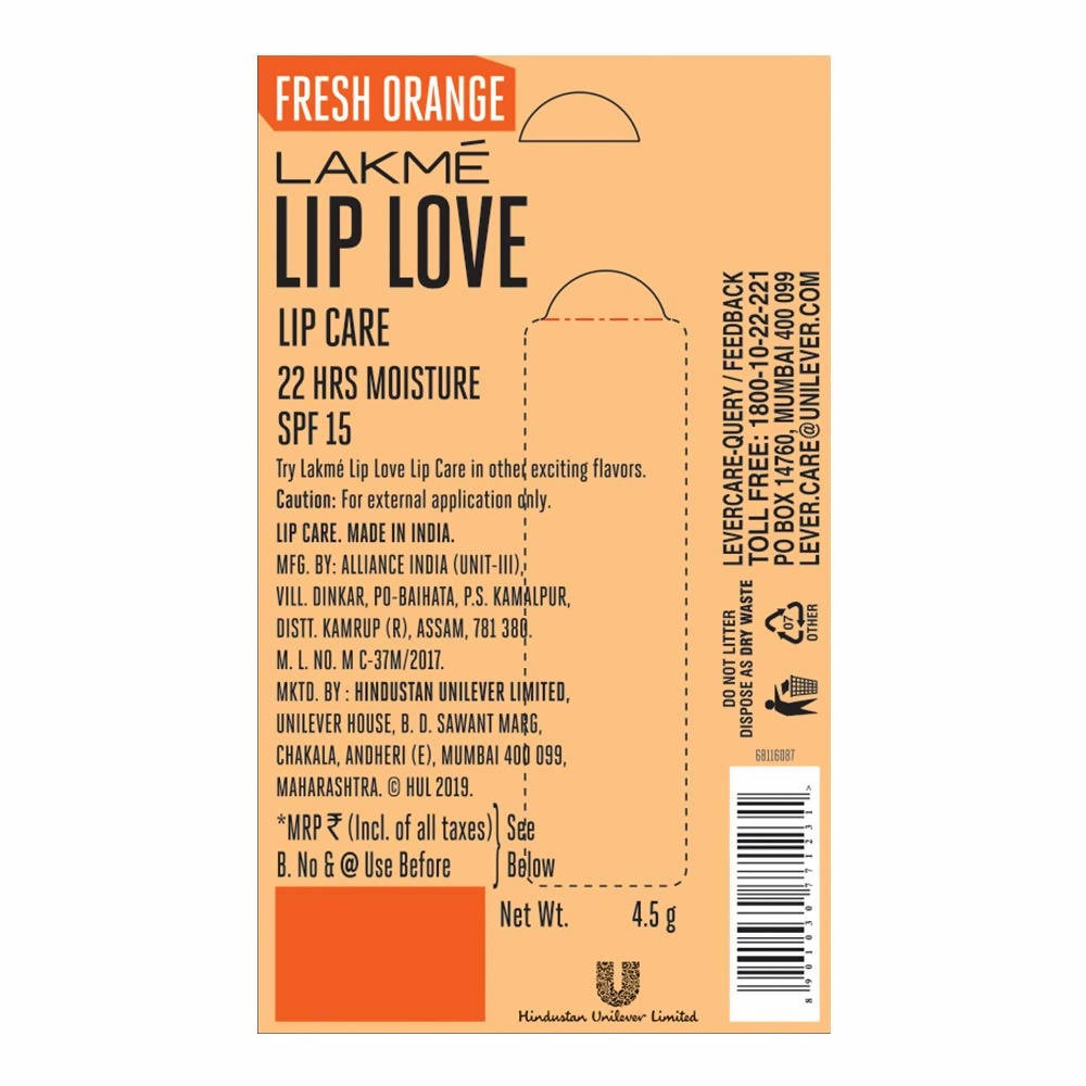 Lakme Lip Love Gelato Chapstick - Fresh Orange | Grocsy