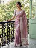 Shree Shyam Fashion Magenta Linen Saree | Grocsy