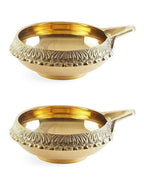 Tied Ribbons Antique 2 Pieces Gold-Toned Textured Brass Diyas | Grocsy