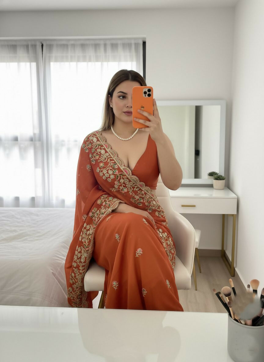 Teeya Creation New Trendy Party Wear Soft Silk Saree-Orange | Grocsy