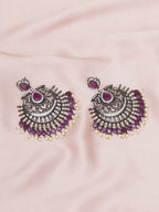 Maroon Silver Plated Earrings- Ruby Raang | Grocsy