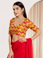 Joban Fashion Yellow Chiffon Padded Blouse With Square Neck Elbow Sleeves | Grocsy