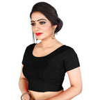 Vamika Black Lycra Plain Blouse | Grocsy