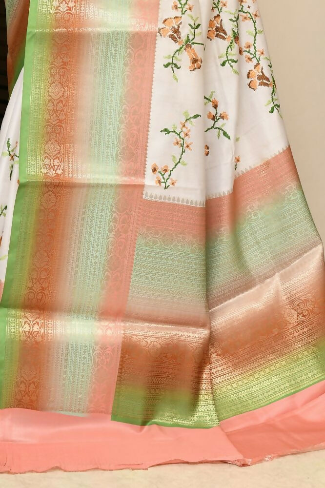 Joban Fashion Multicolor Saree Kataan Rainbow Digital Print With Embroidery | Grocsy