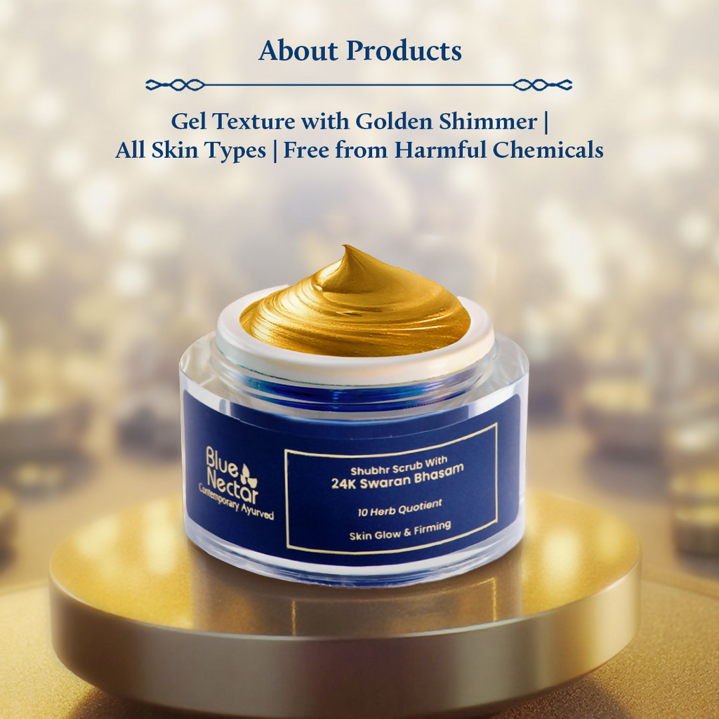 Blue Nectar Shubhr Face Scrub with 24K Gold Swaran Bhasam | Grocsy
