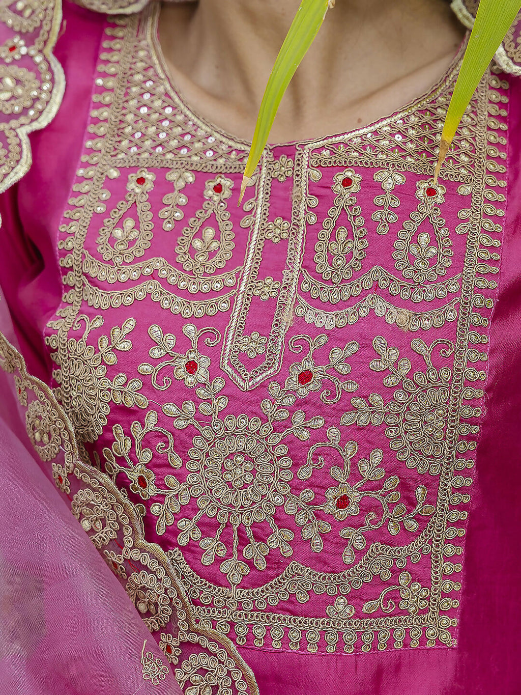 Vellora Rich Rani Pink Embroidery Work Readymade Salwar Suit | Grocsy