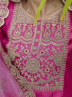 Vellora Rich Rani Pink Embroidery Work Readymade Salwar Suit | Grocsy