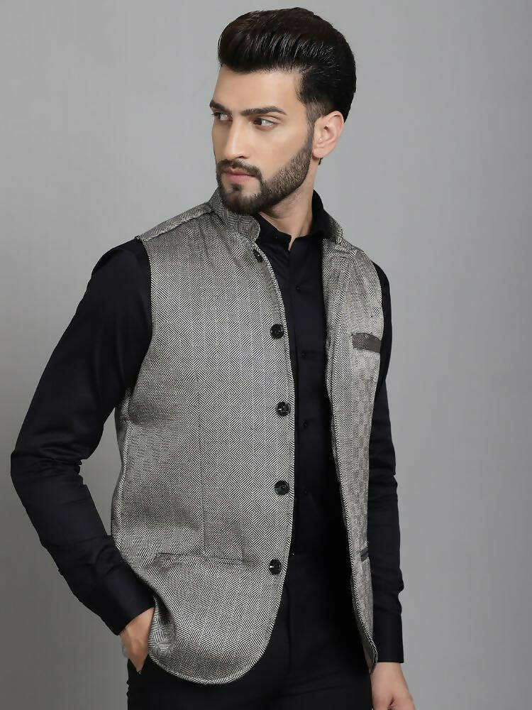Even Apparels Nehru Jacket With Welt Pockets - Grey | Grocsy
