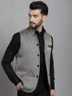 Even Apparels Nehru Jacket With Welt Pockets - Grey | Grocsy