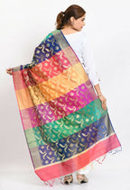 Mominos Fashion Moeza Women's Banarsi Silk Floral Woven Design Multi Dupatta | Grocsy