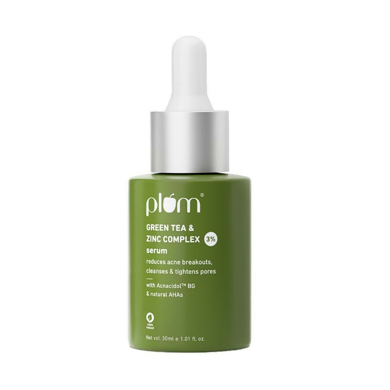 Plum Green Tea & 3% Zinc Complex Face Serum with Acnacidol BG - Fights Acne, Pimples & Controls Oil | Grocsy