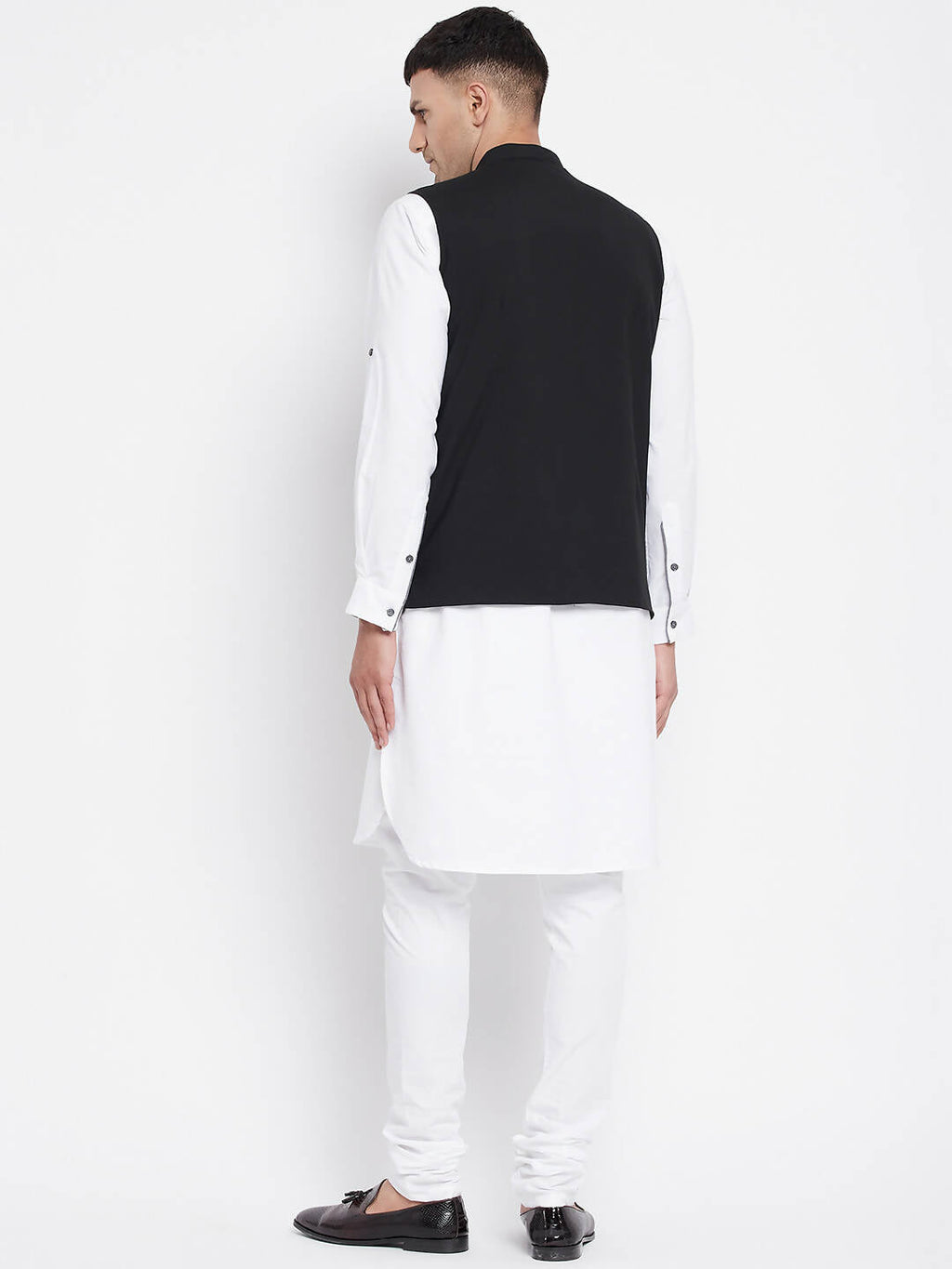 Even Apparels Black Pure Cotton Nehru Jacket With Eid Insignia NJ-PW668-CHA | Grocsy