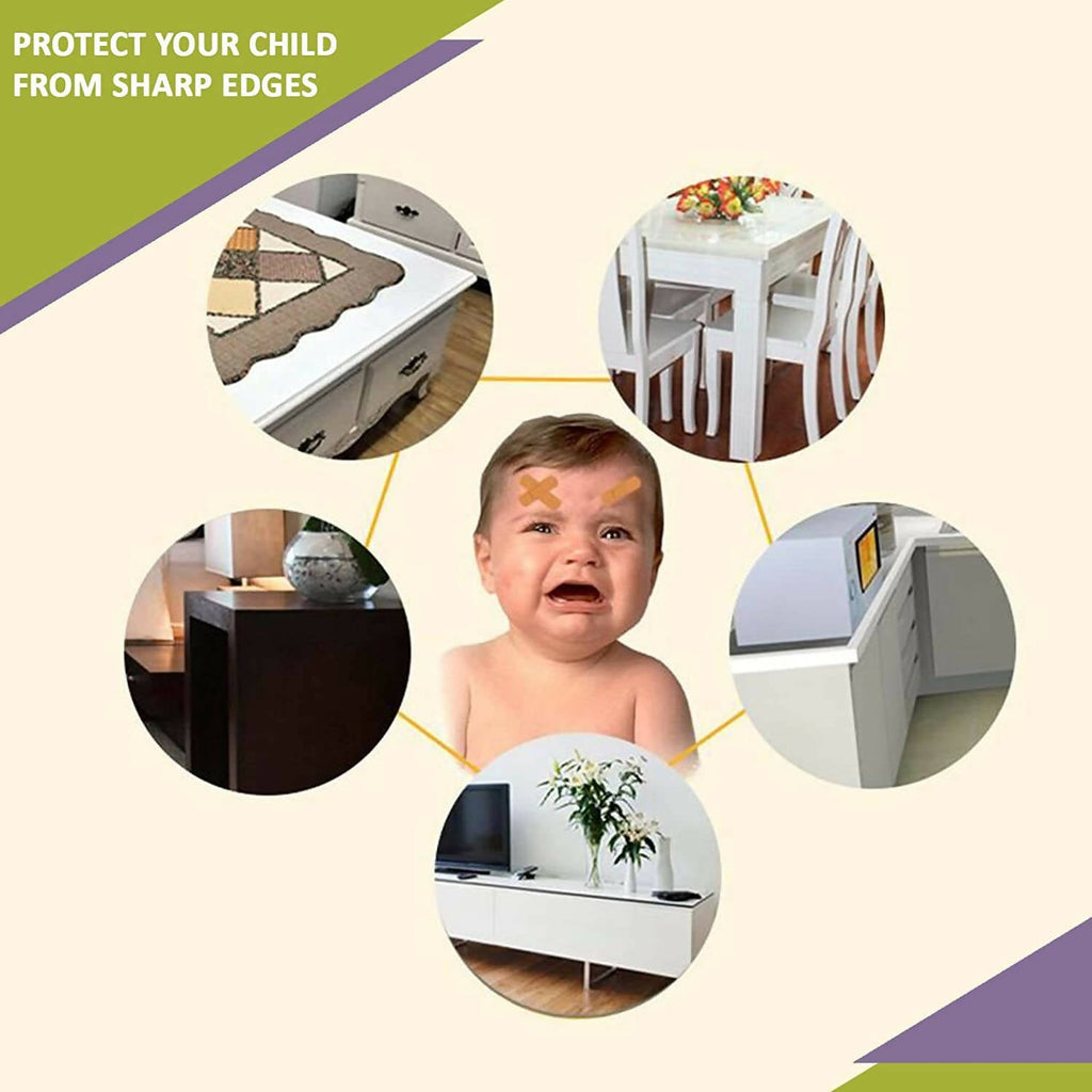 Safe-O-Kid Unique High Density 2 Mtr Long U - Shaped 2 Edge Guards With 8 Corner Cushions - Brown | Grocsy