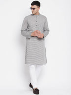 Even Apparels White Pure Cotton Men's Long Kurta With Band Collar | Grocsy