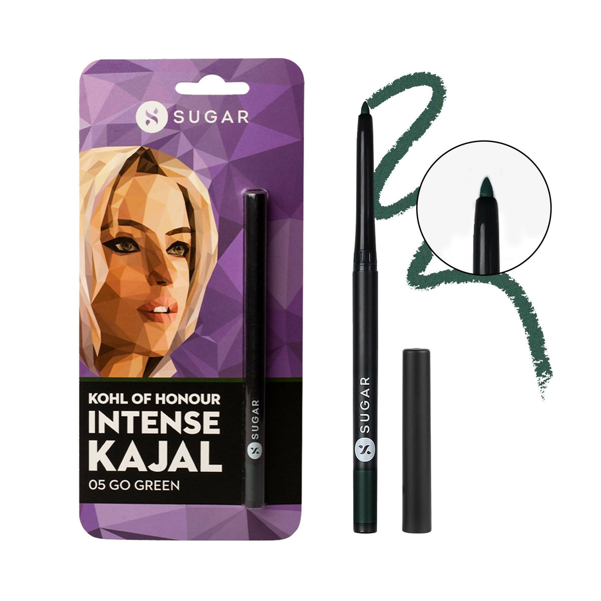 Sugar Cosmetics Kohl of Honour Intense Kajal Upto 12 hrs, Long Lasting, Smudge Proof & Waterproof Kajal - 05 Go Green | Grocsy