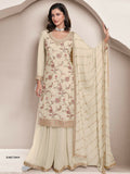 Anaita Off White Heavy Chinon With Embroidery Sharara Suit (bottom Stitched) | Grocsy
