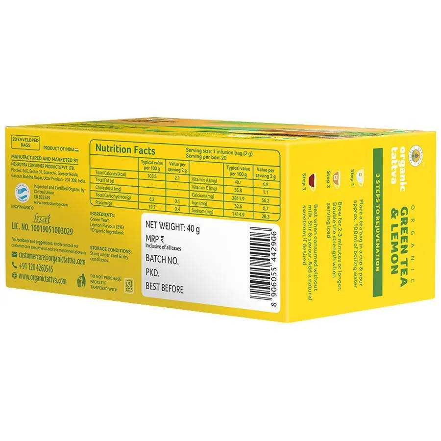 Organic Tattva Green Tea & Lemon | Grocsy