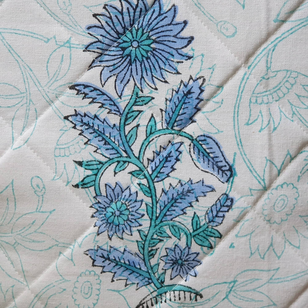 The Decor Nook Blue Dahlia Print Cushion Cover | Grocsy