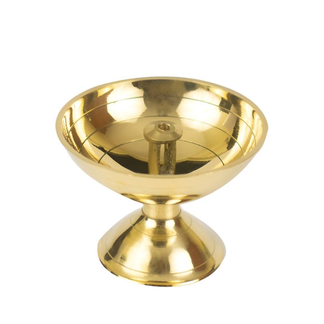 Spillbox Gold-Toned Brass Small Diya Round Pooja Essential | Grocsy