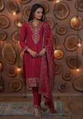Joban Fashion Pink Silk Embroidered Kurti Set | Grocsy