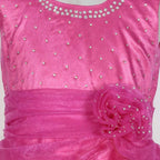 Asmaani Baby Girl's Pink Color Satin Knee Length Frock (AS-DRESS-22139) | Grocsy
