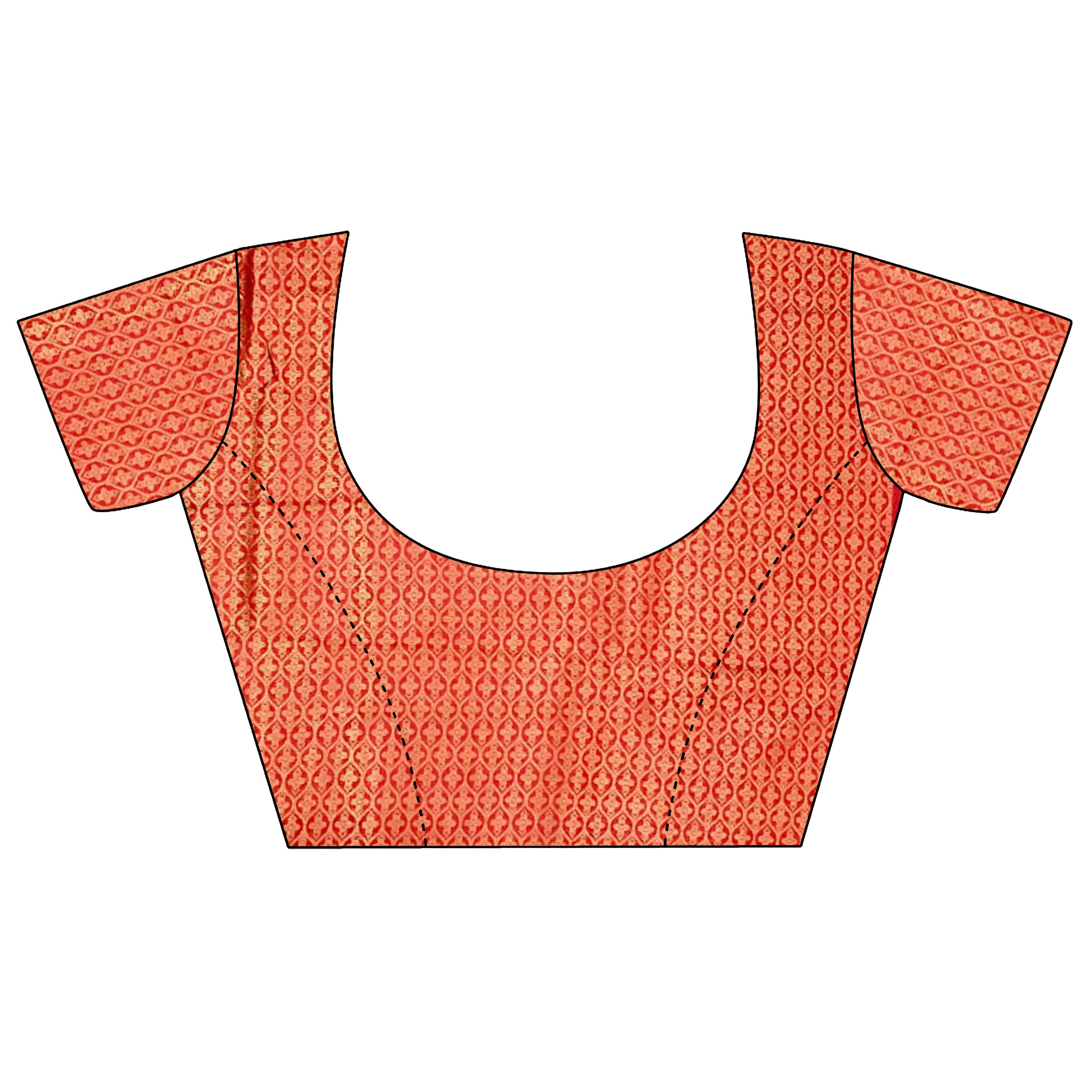 Joban Fashion Red Banarasi Soft Lichi Silk Checks & Woven Saree | Grocsy