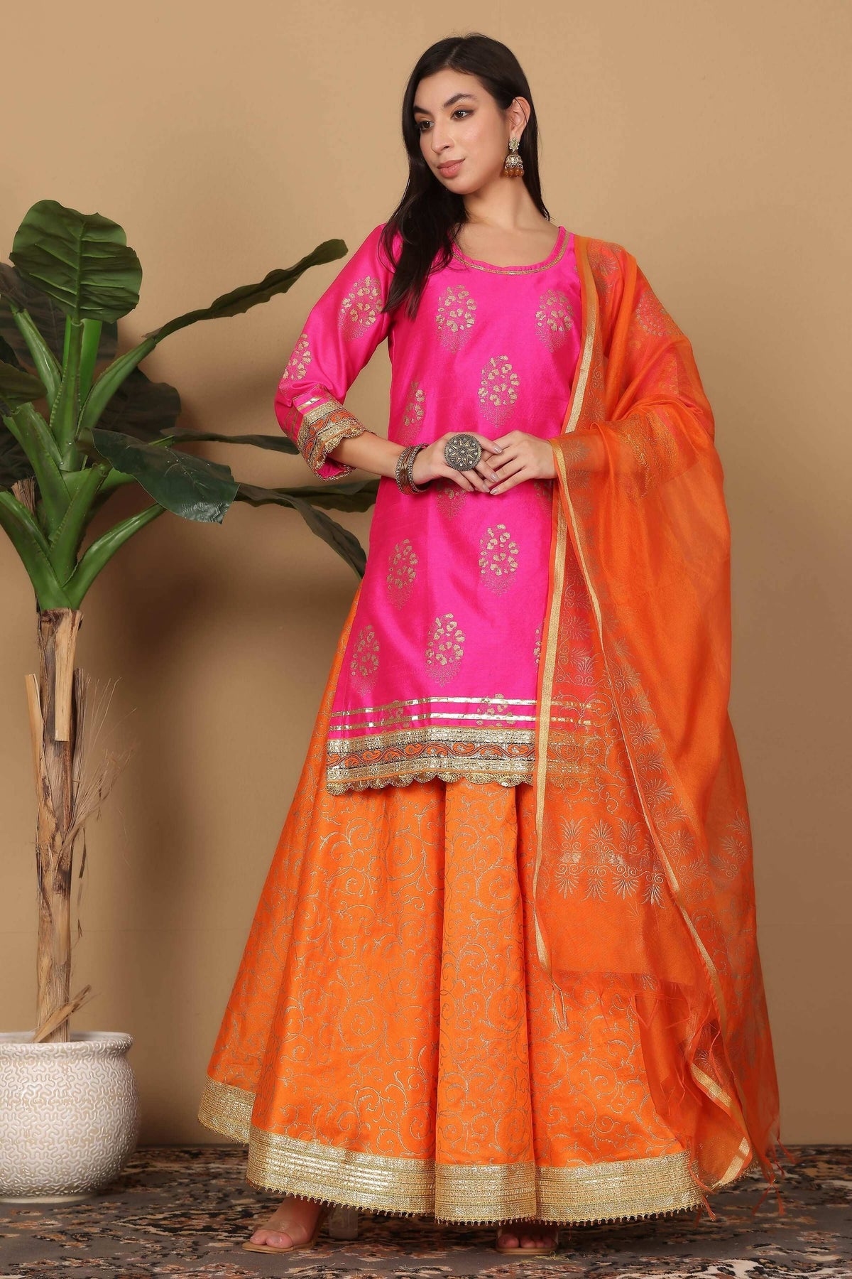 Joban Fashion Pink Silk Lehenga Set | Grocsy