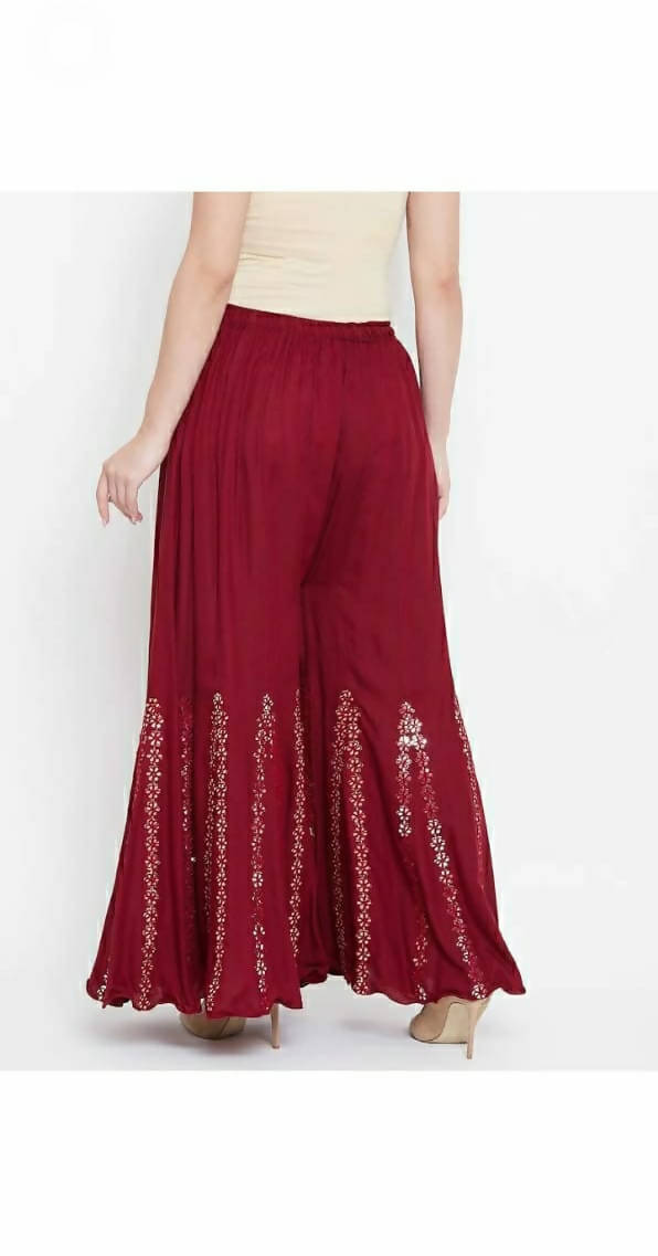 Mominos Fashion Maroon Mirror Palazzo | Grocsy