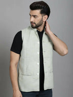 Even Apparels Nehru Jacket With Welt Pockets - Green | Grocsy