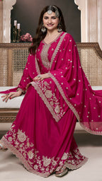 Anaita Pink Chinon Embroidered Thread Work Stitched Salwar Suit | Grocsy