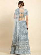 Jyoti Fashion Mesmerizing Grey Faux Georgette 3MM Sequins with Thread & Jari Embroidery Lehenga Choli with Dupatta | Grocsy