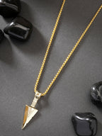 NVR Men's Gold-Polished Arrow-Shaped Pendant With Chain | Grocsy