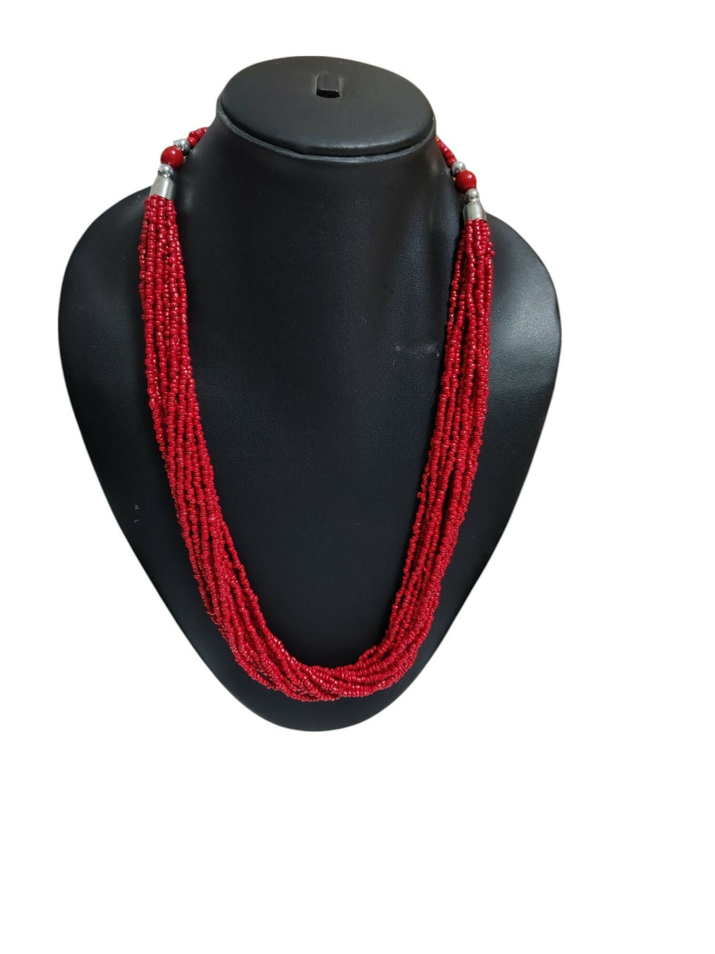 Inhanns Bloom Handmade Beaded Only Necklace - 12 Layers - Red Necklace | Grocsy