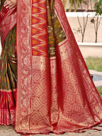 Shree Shyam Fashion Mehndi Pochampally Silk Saree | Grocsy