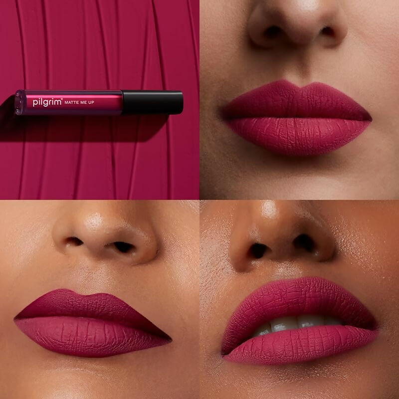 Pilgrim Liquid Matte Lipstick with Hyaluronic Acid - Kinky Pink | Grocsy