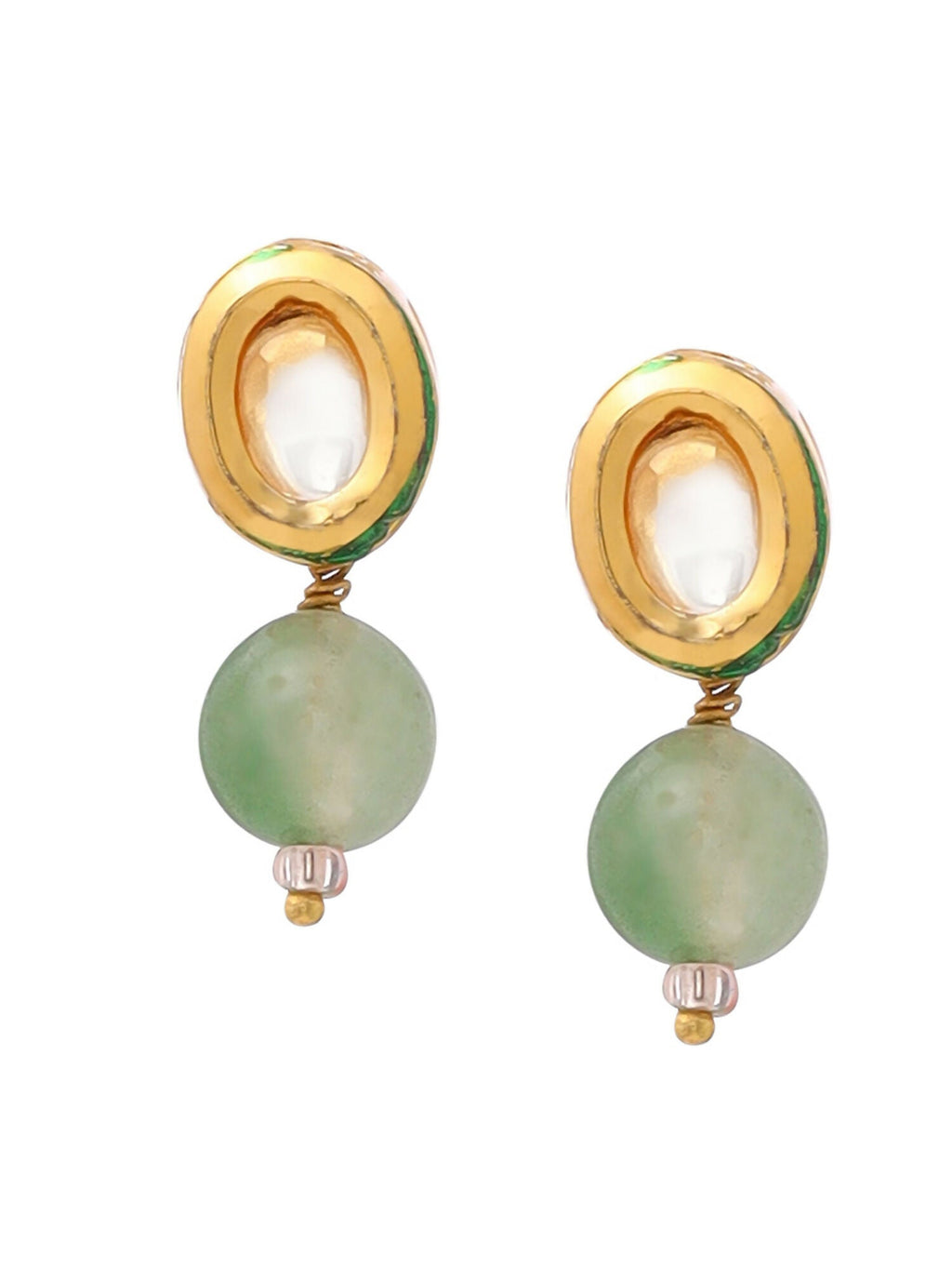 Ruby Raang Green Aventurine Kundan Studs | Grocsy