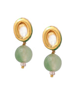 Ruby Raang Green Aventurine Kundan Studs | Grocsy