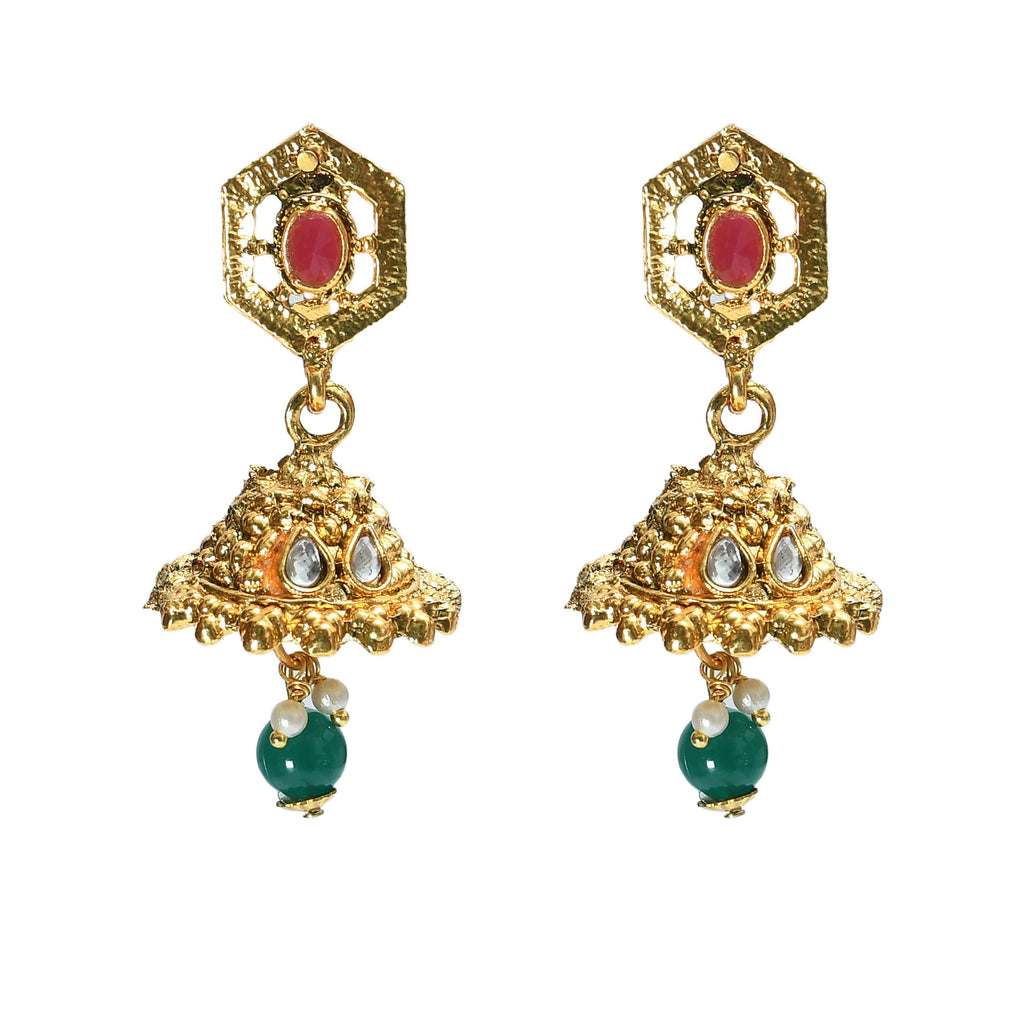 Mominos Fashion Johar Kamal Women Gold-Polished Brass Finish Meena & Pearls Work Choker | Grocsy