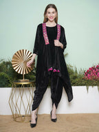 Joban Fashion Black Dhoti Salwaar with Inner and Hand Embellished Jacket | Grocsy