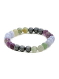 Red Carnelian, Amathyst Multicoloured Brown and Black Round crystal Beads Elastic Bracelet - Ruby Raang | Grocsy