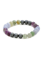 Red Carnelian, Amathyst Multicoloured Brown and Black Round crystal Beads Elastic Bracelet - Ruby Raang | Grocsy