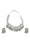 Mominos Fashion Johar Kamal Silver-Plated Brass Finish Mirror Work Women Choker | Grocsy