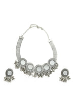 Mominos Fashion Johar Kamal Silver-Plated Brass Finish Mirror Work Women Choker | Grocsy